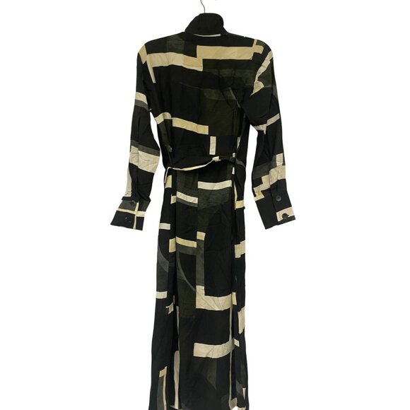 Massimo Dutti Womens Long  Dress EU 40 US 8 White Black Geometric 6605/819 NWT - Picture 3 of 14